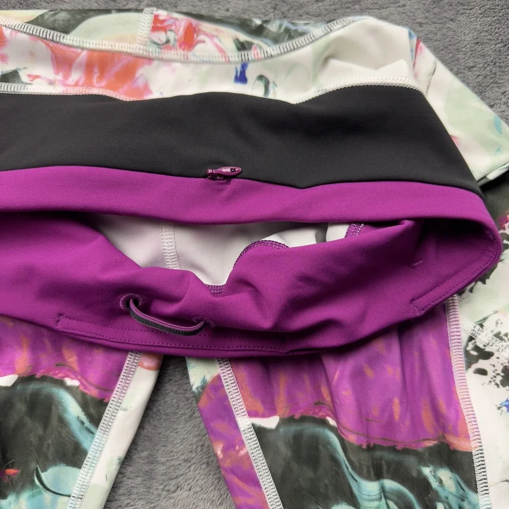 Lululemon Pants Womens 8 Multicolor‎ Ruched Waistband Running Active Gym Yoga